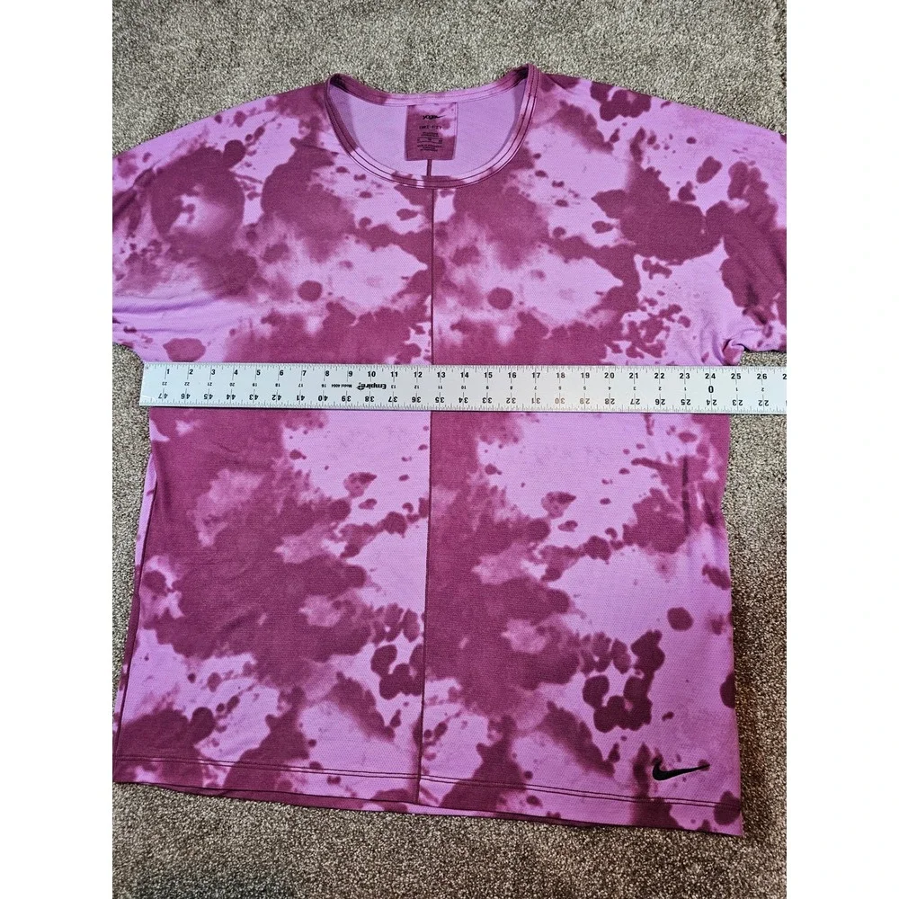 Nike Yoga Dri-FIT Tie Dye Purple Cloud Wash T-Shirt Womens XL Tall CZ9186-507
